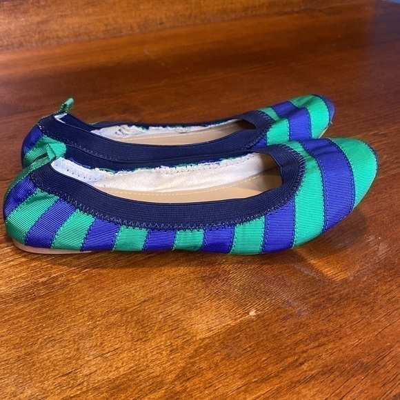 JCrew “crew cuts” green/blue stripe ballet flats 65875 Sz 4 NWOB - Picture 6 of 11